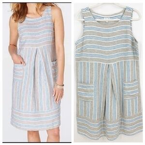 J. Jill Love Linen Striped Sleeveless Shift Dress Sz MP